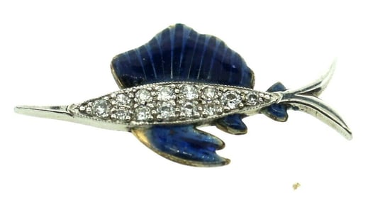 C.1920 PLATINUM YELLOW GOLD 0.20CTS DIAMOND ENAMEL CHARM