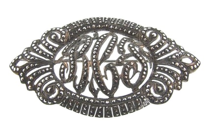 STUNNING Sterling Silver & Marcasite Brooch