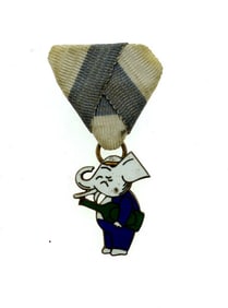 PAUL BANG STERLING SILVER 925 MEDAL ENAMEL ELEPHANT STAMPED ADORABLE FUN PIN