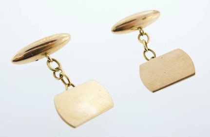 Victorian Antique 10k Rose Gold Oval Rectangular Bullet Cufflinks