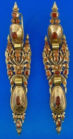 Iberian Georgian Catalan 18k Yellow Gold Citrine Chandelier Dangle Earrings