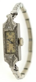 ELEGANT Elgin Platinum, Silver & Diamond Watch Circa 1920!