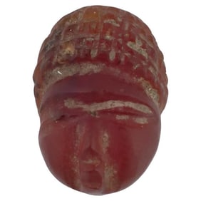 Ancient Susanian Carved Agate Head Intaglio Bead