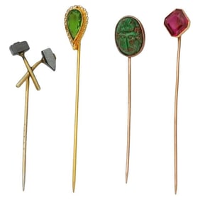 Set Of Four Vintage Jewelry Pins Some Gold