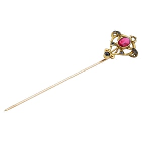 10K Gold Stick Pin Jewelry With Stones