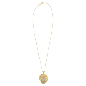 18K Gold Enamel Necklace With Allah Symbol Pendant
