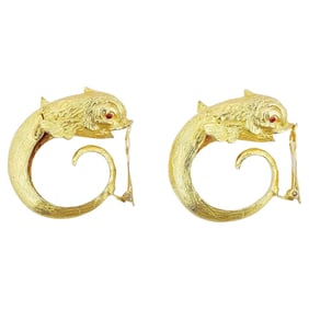 Rare Vintage Maison De Fou Dolphin Couture Earrings