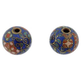 Pair Of Japanese Cloisonne Enamel Ojime Beads