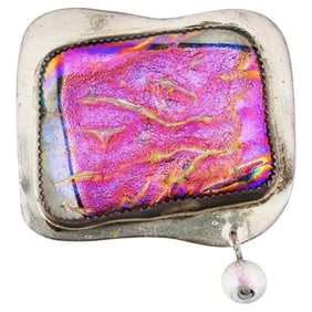 Betty Helfen Sterling Silver Dichroic Glass Brooch