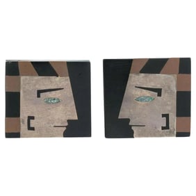 Stella Popowski Mexican Silver Inlaid Cufflinks