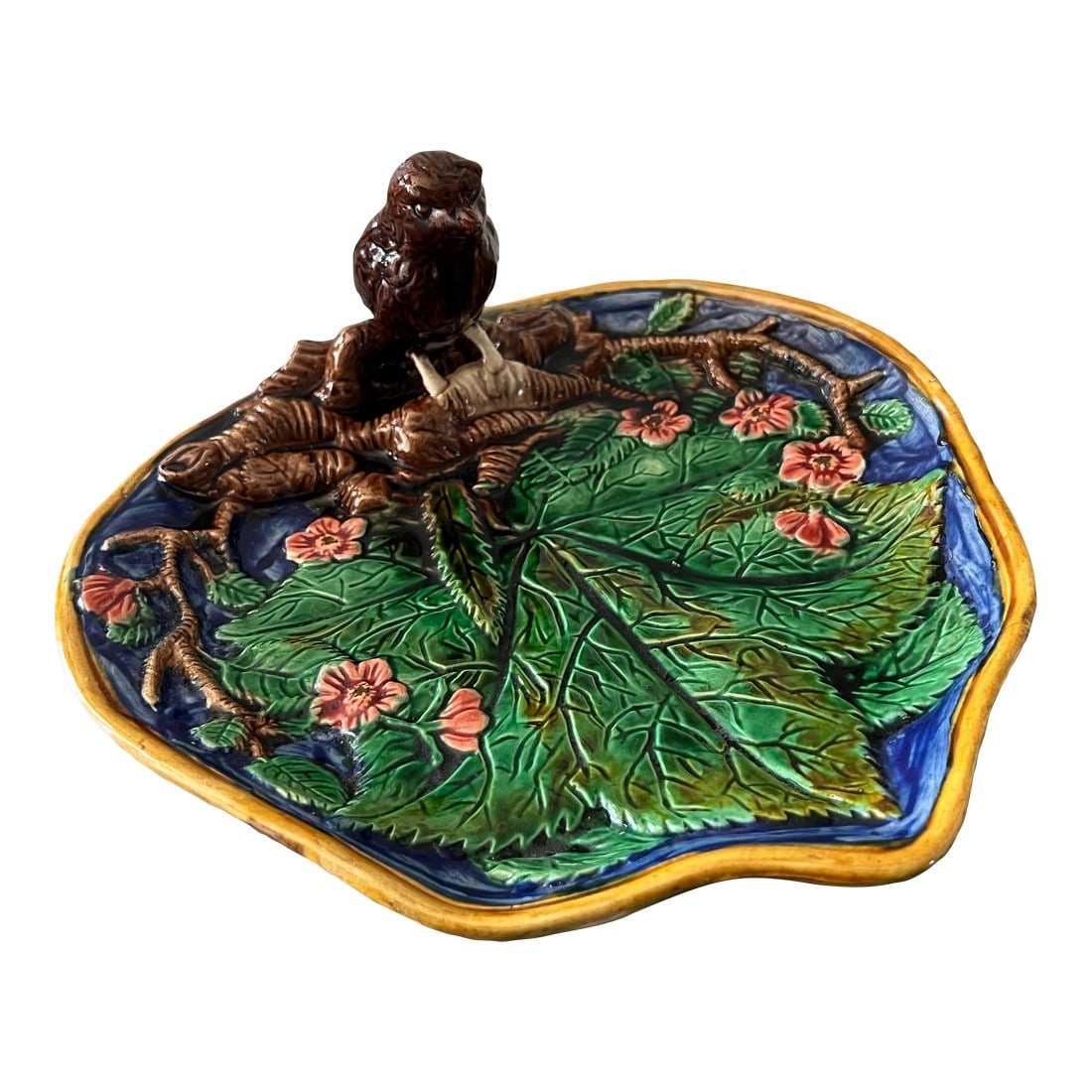 Majolica Leaf Dish With Bird (1 of 10)
