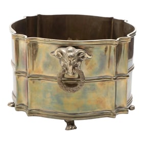 Polished Brass Jardiniere With Rams Head Handles by Mottahedeh