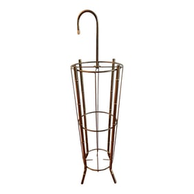 MCM Faux Bamboo Brass Umbrella Stand