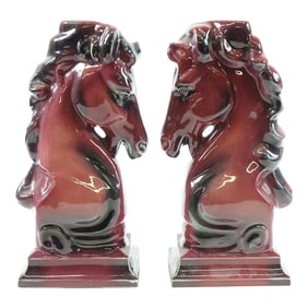 1970s European Porcelain Bookends of Horses - A Pair