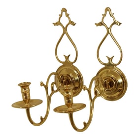 Colonial Williamsburg Restoration Brass Candle Wall Sconces - a Pair