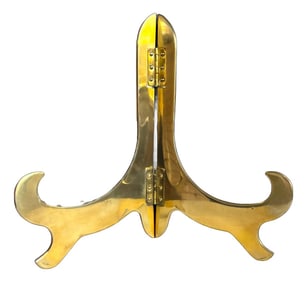 Large 1980s Bard's Hinged Heavy Lacquered Brass Easel Display Plate Stand