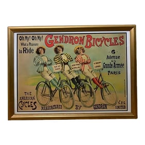 Vintage Reproduction “Gendron Bicycles Advertisement Poster" in Gold Frame
