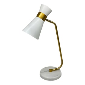 Mid-Century Modern Style White and Gold Desk Lamp