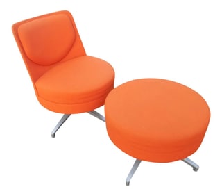 1980s Steelcase Coalesse "Topo" Swivel Lounge Chairs and Matching Ottoman