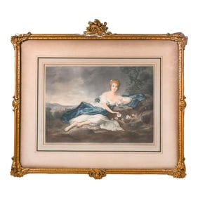 Early 20th Century Framed Print After j.m. Nattier Painting of Henriette De Bourbon