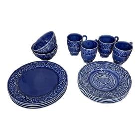 Bordallo Pinherio Cobalt Blue Sea Shell Pattern - Set of 14