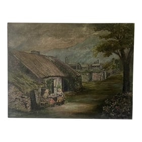 Rare Early 19th Century Landscape Oil Painting on Canvas