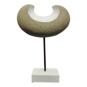 Organic Modern Abstract Taupe and White Sculpture