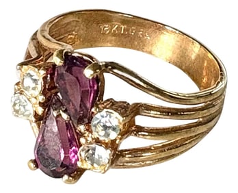 Vintage Panetta Amethyst Cocktail Ring - 18 Kt Gold Over Sterling, Size 7.25