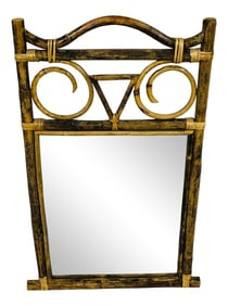 1970s Vintage Coadtsl Burnt Bamboo Frame Mirror