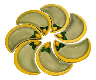 Late Twentieth Century Italian Hand-Painted Bone Dishes - Set of 7