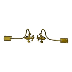 Brass Fleur De Lis Curtain Holdbacks - a Pair