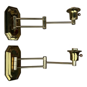 1970s Brass Flexible Arm Sconces - a Pair