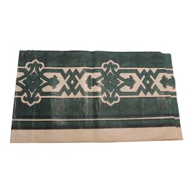 Antique Hunter Green and Natural Chintz Trellis Pattern Textile