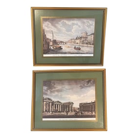 Mid-Century Architectural Engraving Reproduction Prints by James Malton of Parliament House and the