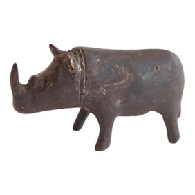 Vintage African Dark Patina Rhino Figurine