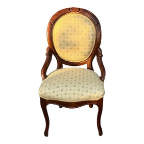 1970s Wooden Chair With Yellow Covered Cushions