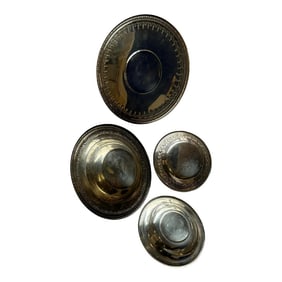 1970s Collection of Silver-Tone Metal Serving Platters- Set of 4