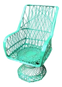 1970s Vintage Woodard Spun Fiber Outdoor Green Chair
