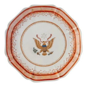 Mid 20th Century Octagonal Armorial United States Coat of Arms Crest Plate