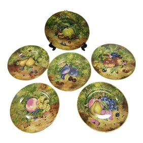 A.j. Heritage Rochard 10" Limoges France Decorative Fruit Plates, Set of 6