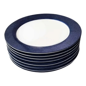 8 Royal Worcester Colours Pattern Chargers Dinner Service Plates Blue