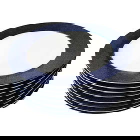 8 Royal Worcester Colours Pattern Chargers Dinner Service Plates Blue: Set of 8 Royal Worcester Colours pattern service plates (chargers/dinner plates) measuring 12 1/8". Crafted in England, never used, new condition. White interior with wide blue band. Condition: Altera