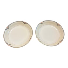 Pair of 1970s White Noritake Plates With Floral Rims