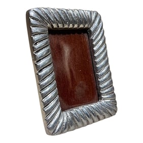 Vintage Small Silver Picture Frame Wood