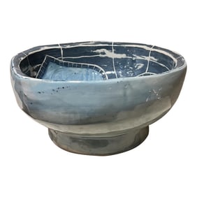 1970s Modernist Studio Art Pottery Blue Bowl