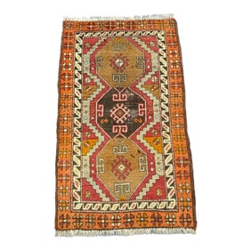 Vintage Turkish Hand Knotted Tribal Rug