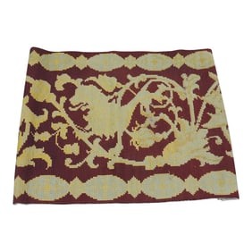 Antique Red and Yellow Needlepoint Tapestry Fragment