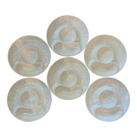 Vintage White Majolica Style Artichoke Plates by California Usa Pottery - a Set of 6