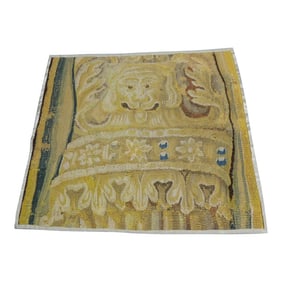 Antique Gold and Green Verdure Tapestry Fragment
