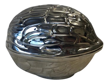 1970s Silver Nut Shaped Catchall Box